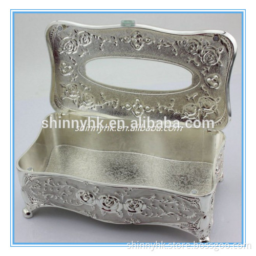 Hot sale vintage allloy metal enamel tissue box cover white and black colour